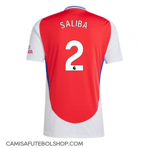 Camisa de time de futebol Arsenal William Saliba #2 Replicas 1º Equipamento 2024-25 Manga Curta